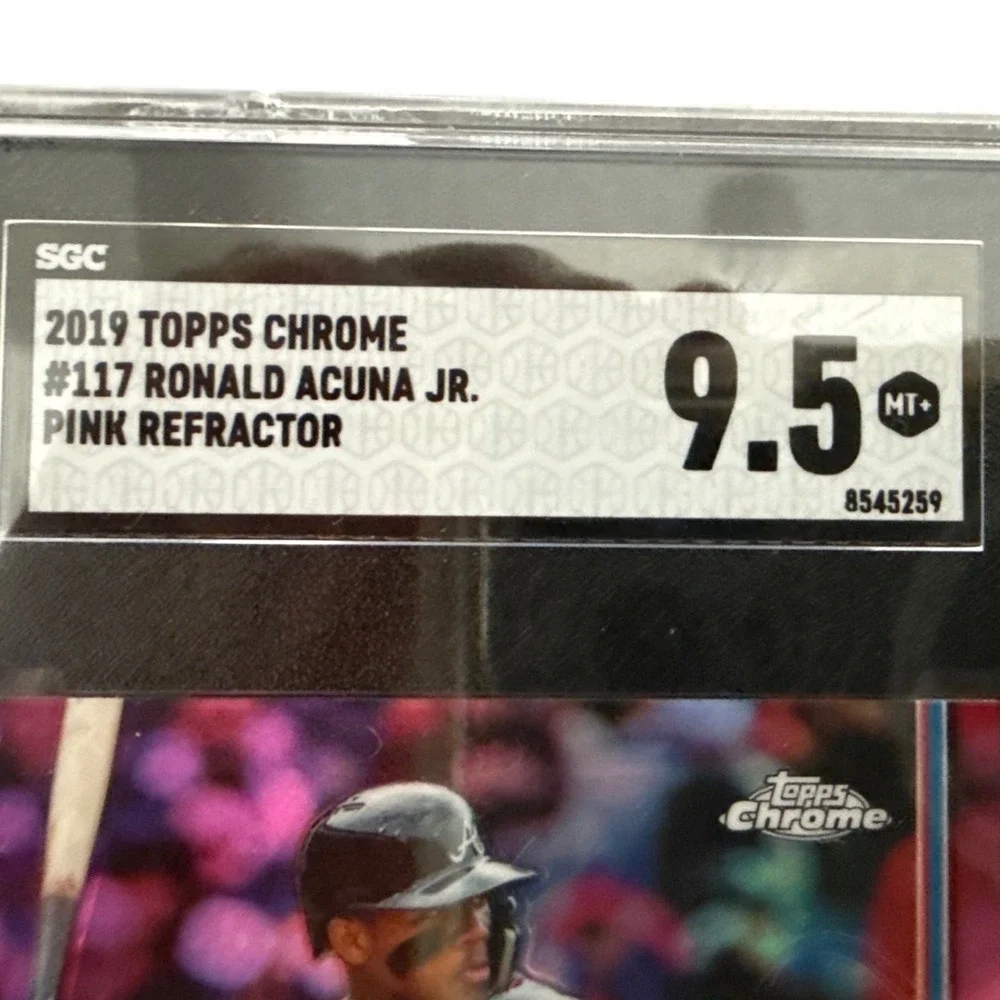 2019 Topps Chrome Ronald Acuna Jr Pink Refractor #117 SGC 9.5 Mint+ Braves Card